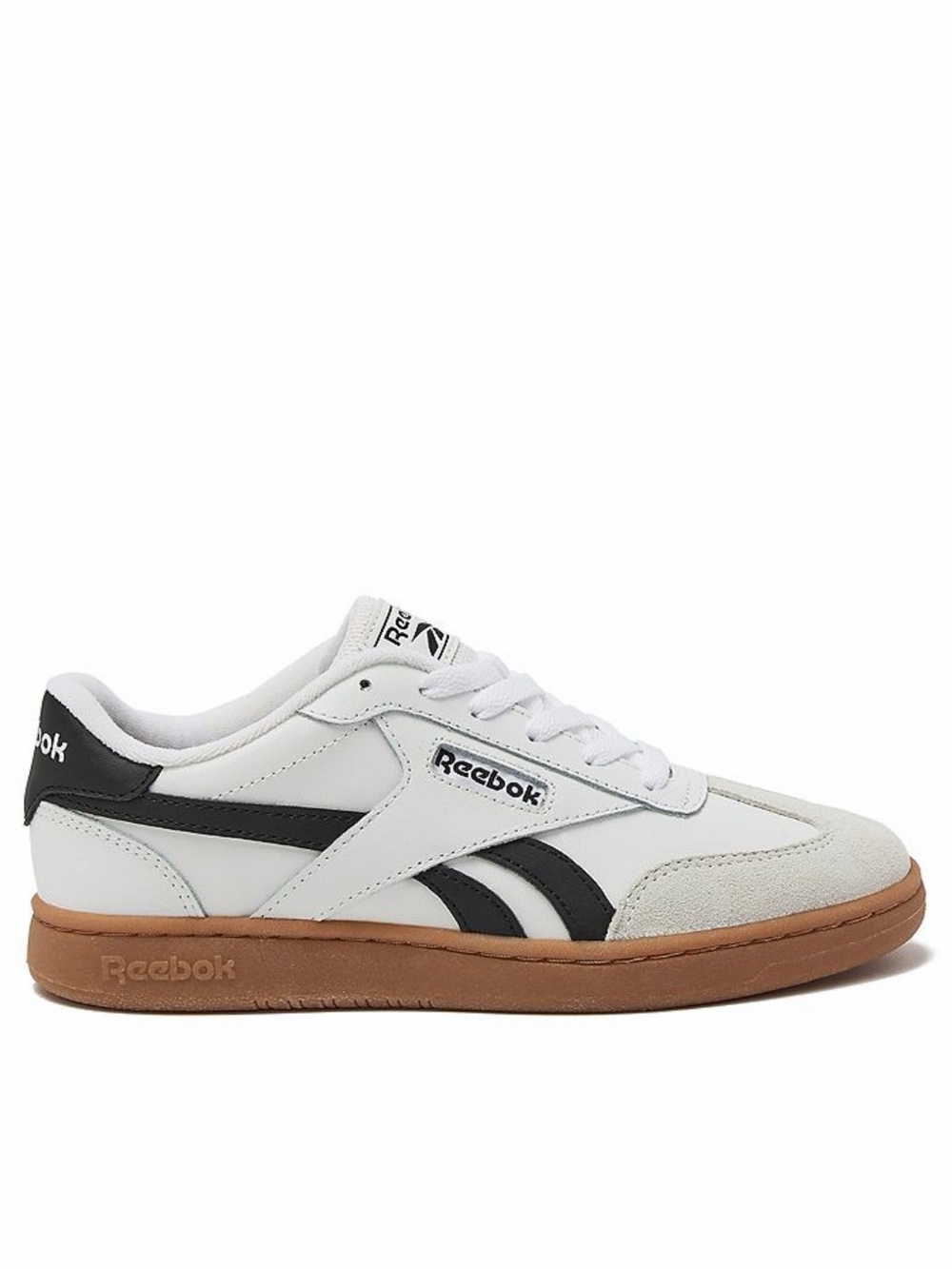 Reebok Women’s White & Black Classic Court Sneaker with Gum Sole